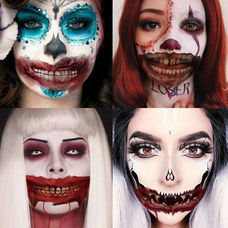 12pcs Halloween Wound Tattoo Mouth Tattoos, MultiColor