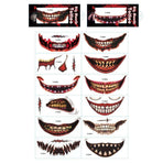12pcs Halloween Wound Tattoo Mouth Tattoos, MultiColor