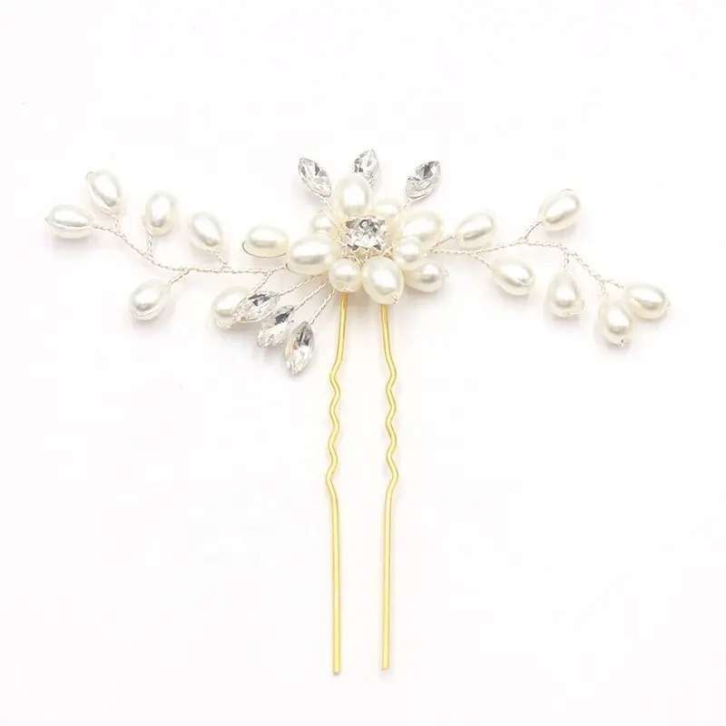 White Pearl Flower Wedding Hairpin