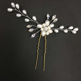 White Pearl Flower Wedding Hairpin - Top-Down View