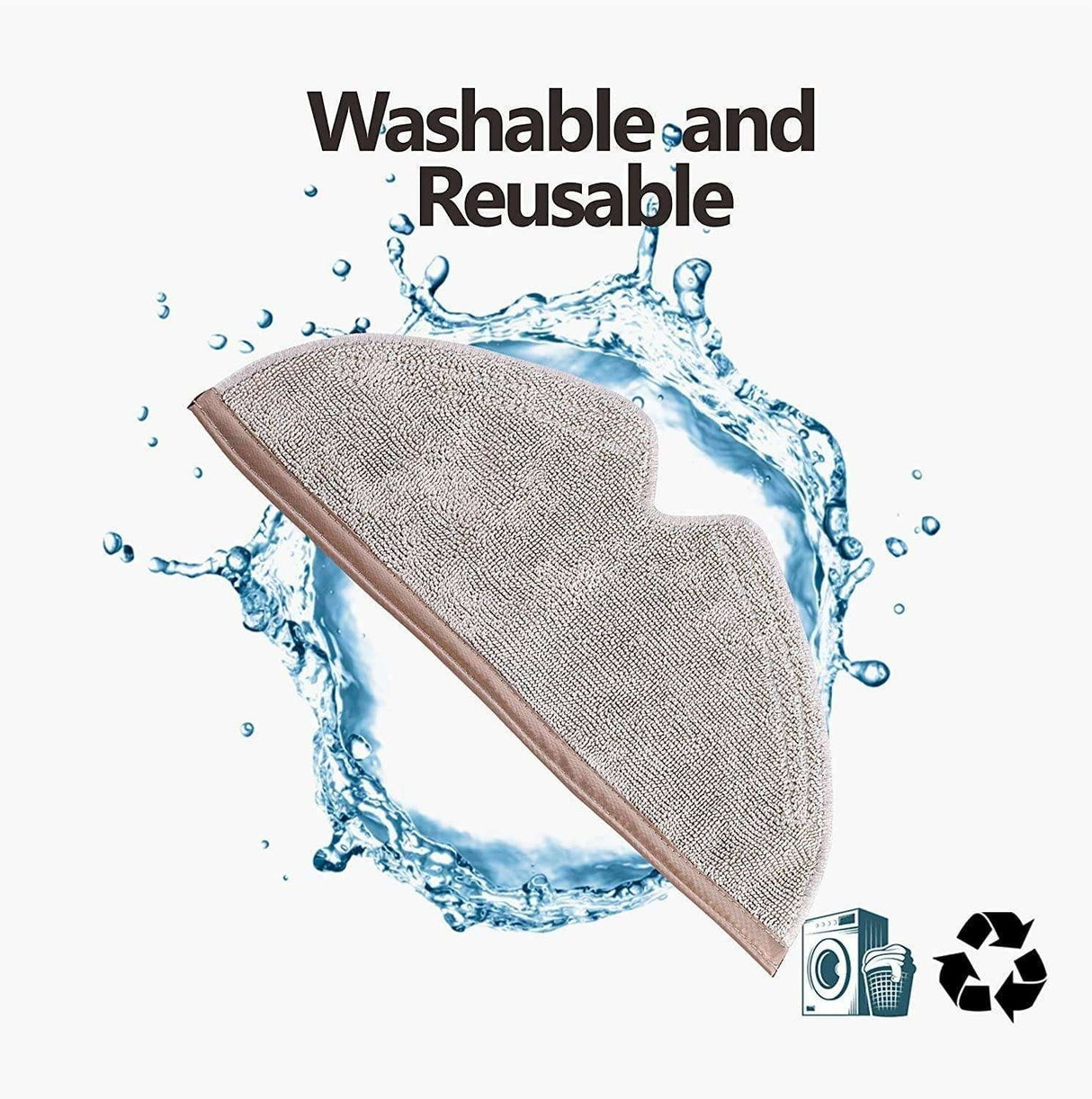5pcs Reusable Mop Cloths for Xiaomi Roborock, Beige