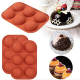 6-Piece Silicone Hemisphere Mold for Ice Chocolate Jelly, Brown - Side View
