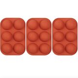 6-Piece Silicone Hemisphere Mold for Ice Chocolate Jelly, Brown