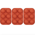 6-Piece Silicone Hemisphere Mold for Ice Chocolate Jelly, Brown