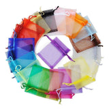 100pcs Organza Bags, 9x7cm - Hand-Sewn Multicolor Gift Bags for Wedding Party Favors
