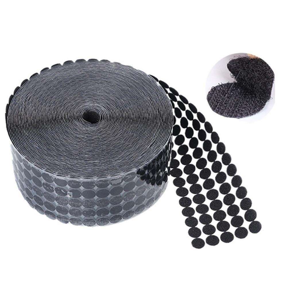 1500 pairs Round Self-Adhesive Velcro Black, 12mm