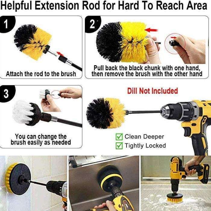 4-pack MultiColor Scrubbing Brushes for Drill and Screwdriver