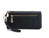 Stylish black wallet with gold zipper, Black
