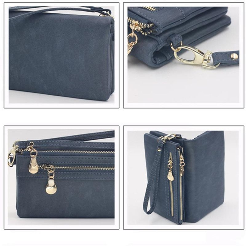 Stylish black wallet with gold zipper, Black