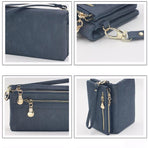 Stylish black wallet with gold zipper, Black