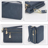 Stylish black wallet with gold zipper, Black - Side View
