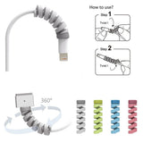 8 pack Universal Cable Protector Spiral Bites, MultiColor - Front View