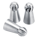 3pcs large liquor spouts stainless steel silver - Front View