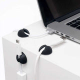 6-Pack Self-Adhesive Round Cable Holders, Black - Front View