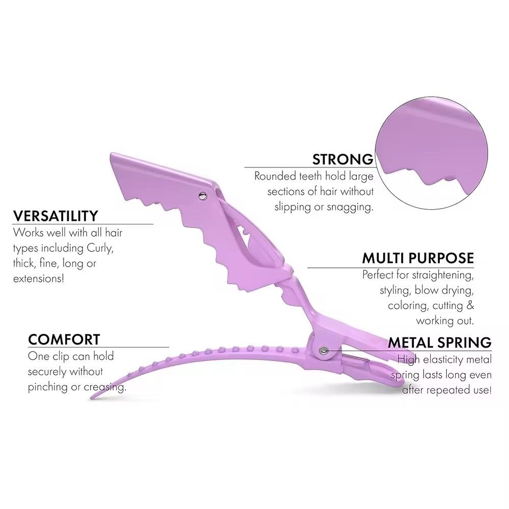6pcs Hair Clips Crocodile Clip Hairdressing Clips, for Salon Styling