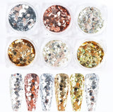 6pcs multi-color nail glitter decorations - Front View