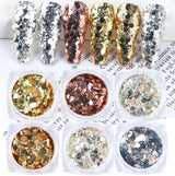 6pcs multi-color nail glitter decorations