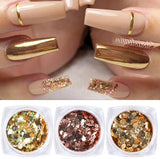 6pcs multi-color nail glitter decorations - Top-Down View