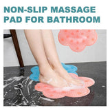 Pink Non-Slip Silicone Foot Massage Pad with Suction for Bathroom - Front View