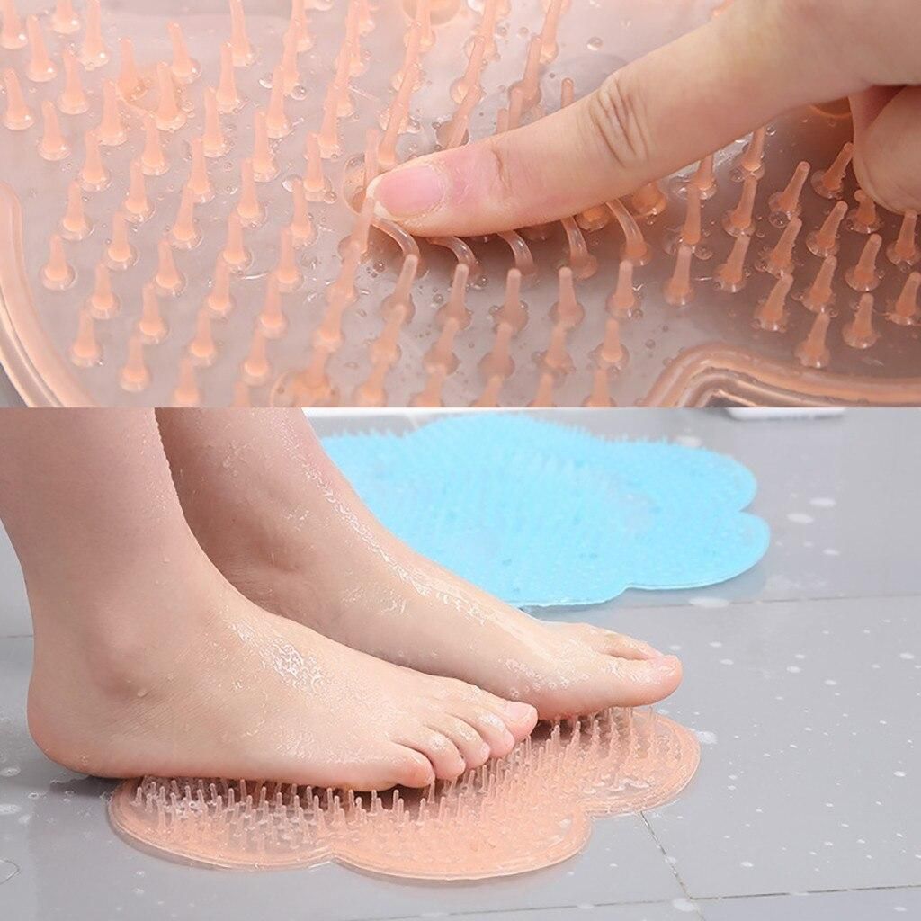Pink Non-Slip Silicone Foot Massage Pad with Suction for Bathroom