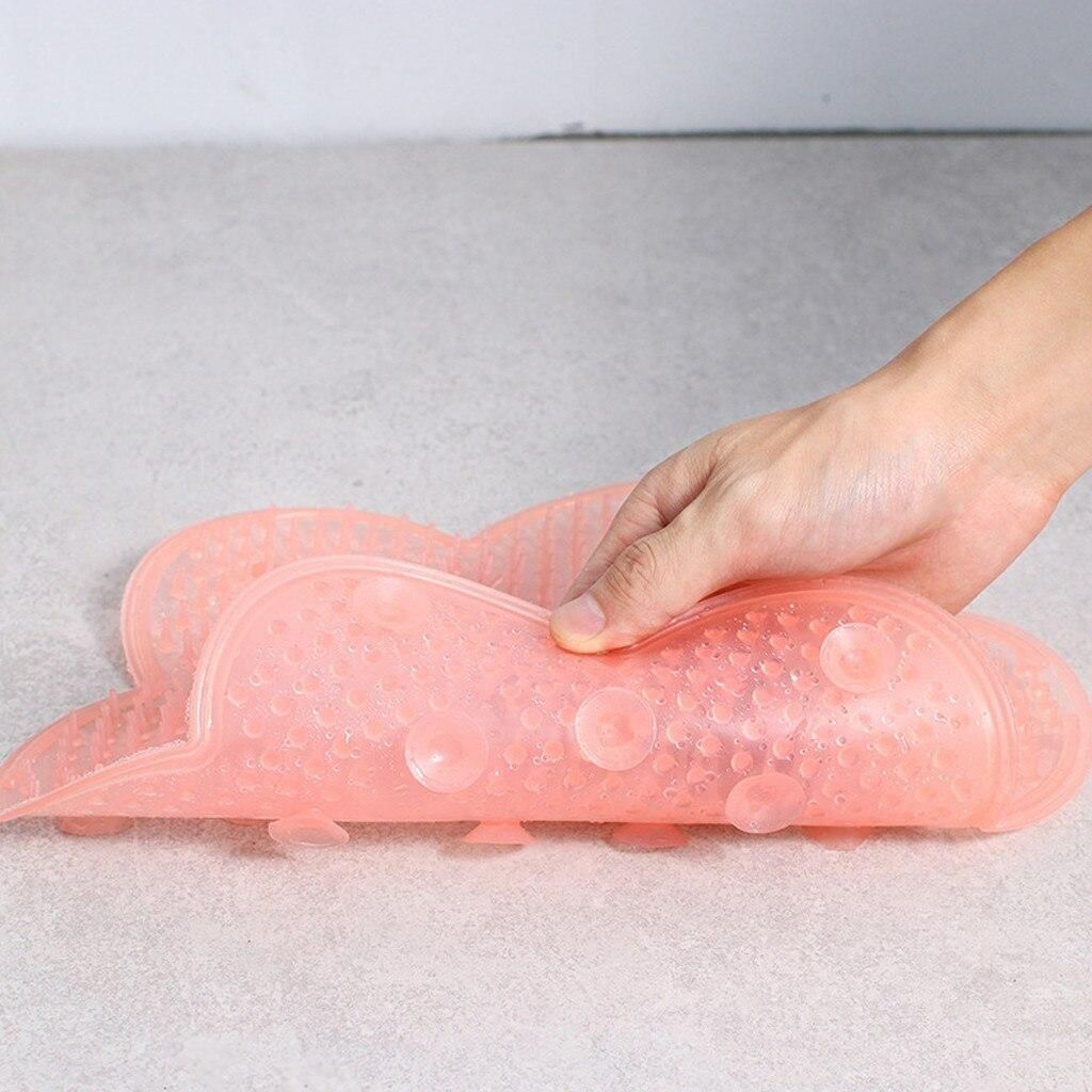 Pink Non-Slip Silicone Foot Massage Pad with Suction for Bathroom