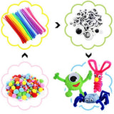 Colorful Mega Craft Kit with Pipe Cleaners, Moving Eyes, Balls, MultiColor - Close-Up Angle