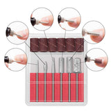 6pc drill bits for electric file sanding bands, silver - Front View