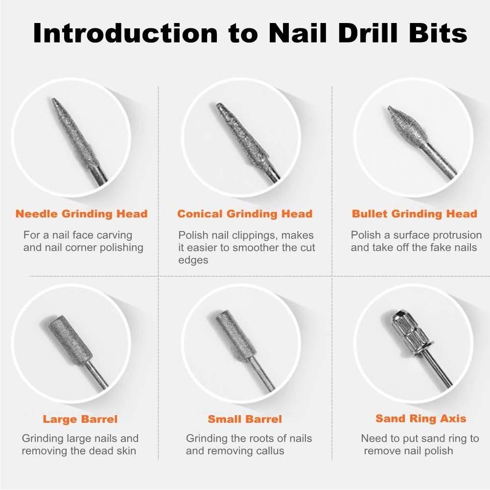 6pc drill bits for electric file sanding bands, silver