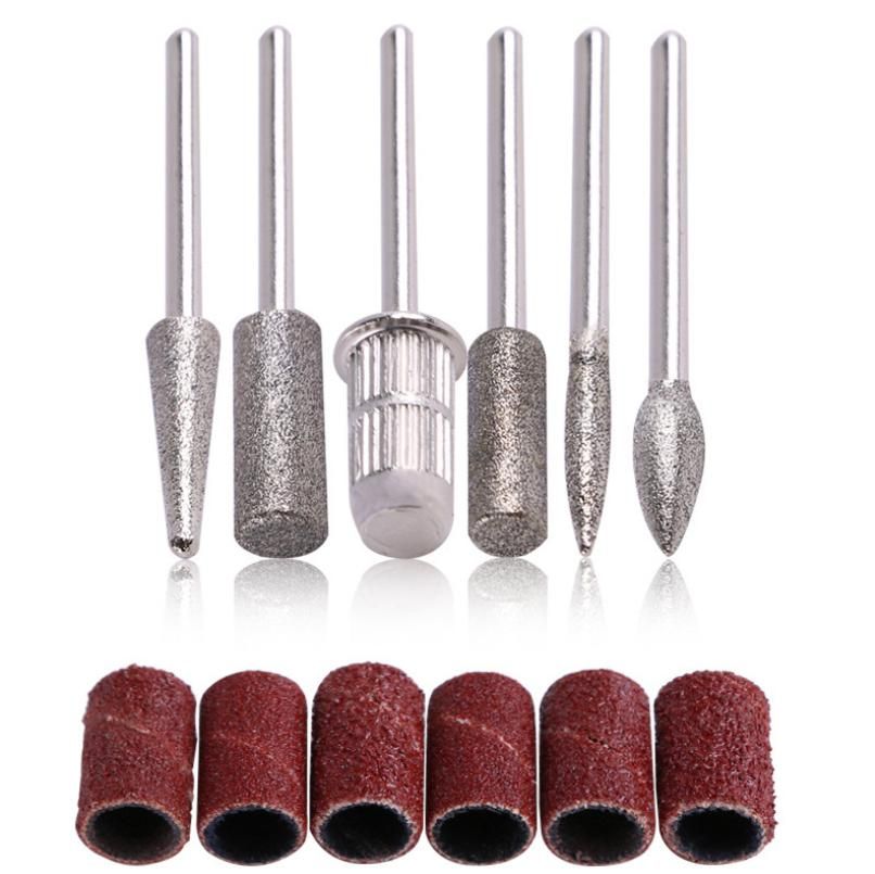 6pc drill bits for electric file sanding bands, silver