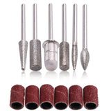 6pc drill bits for electric file sanding bands, silver - Top-Down View
