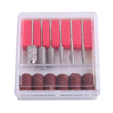 6pc drill bits for electric file sanding bands, silver - Rear View