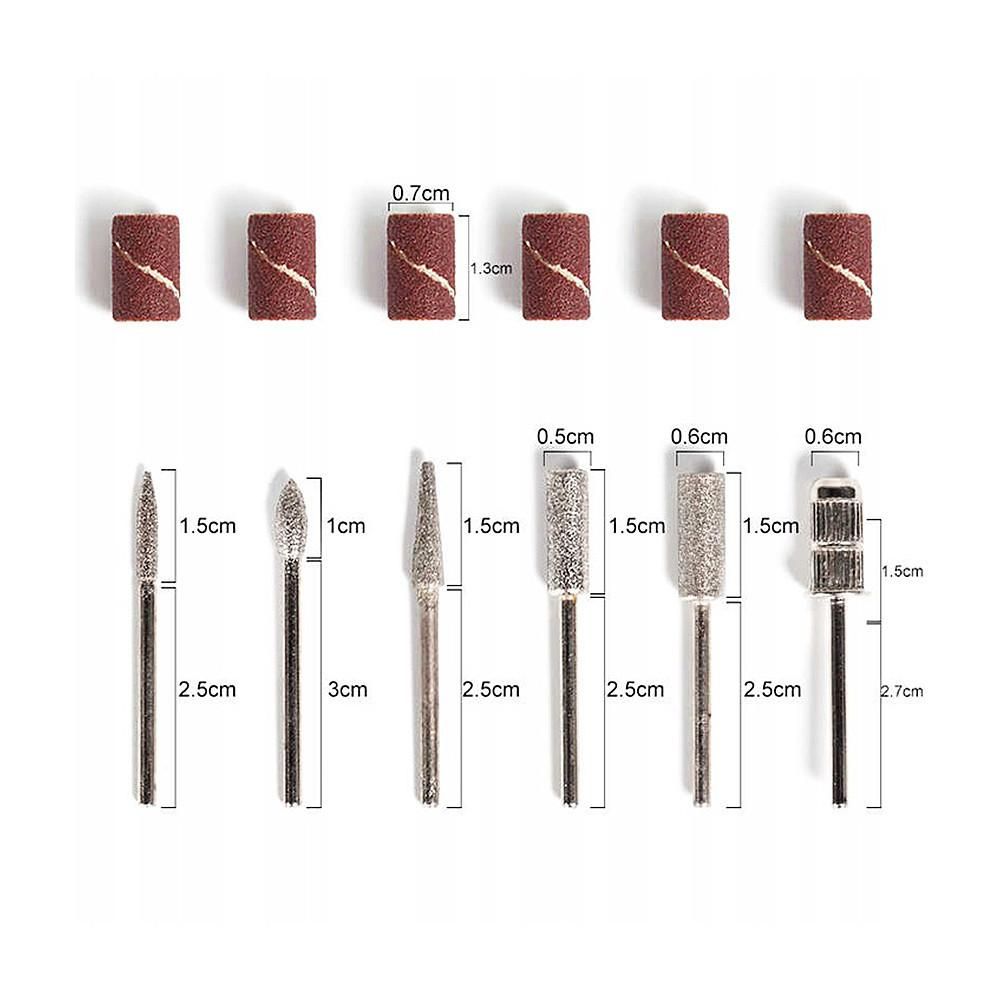 6pc drill bits for electric file sanding bands, silver