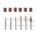 6pc drill bits for electric file sanding bands, silver