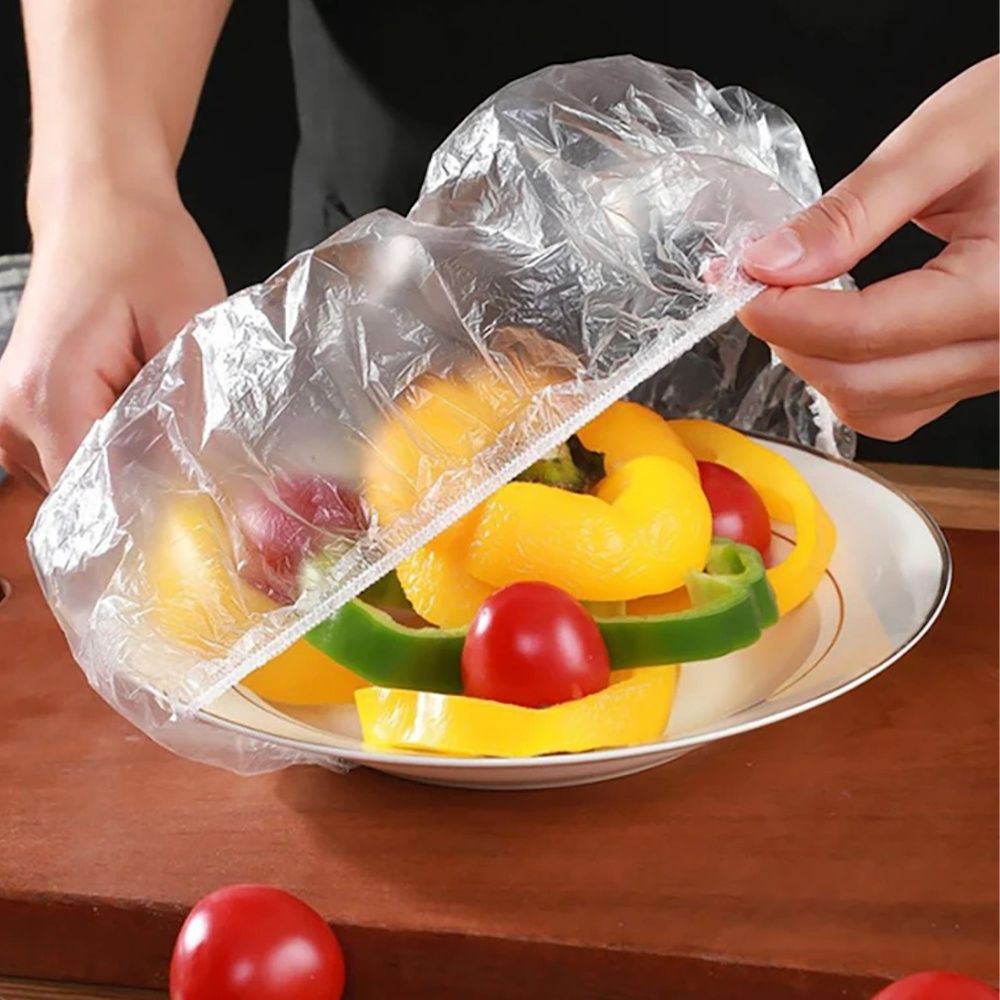 100-pack Elastic Food Covers, Transparent