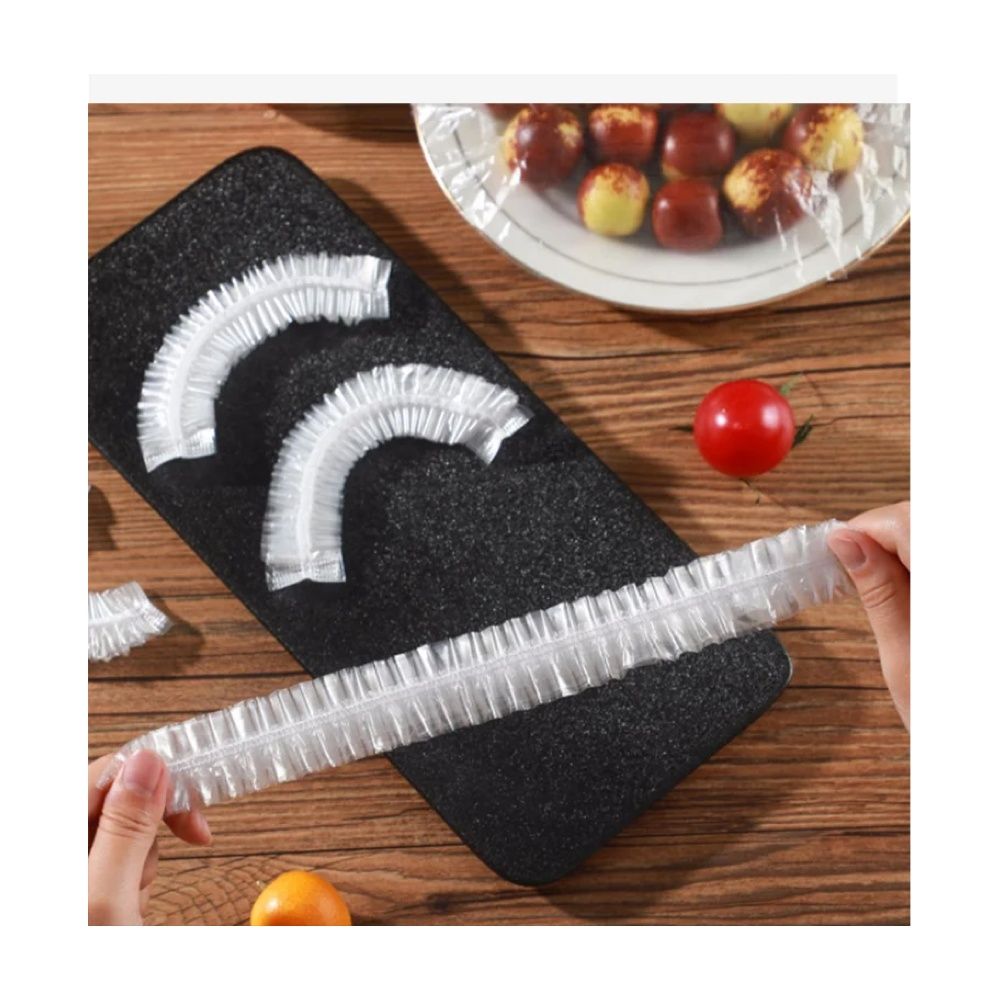 100-pack Elastic Food Covers, Transparent