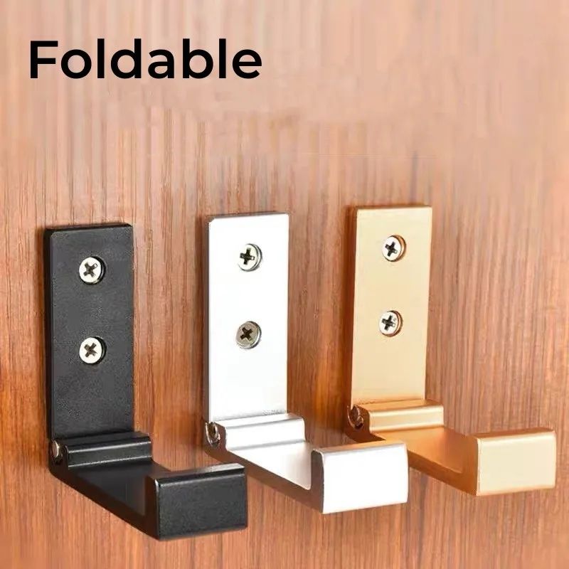 2pcs foldable wall hooks for clothes, mounted, with Guld compatibility