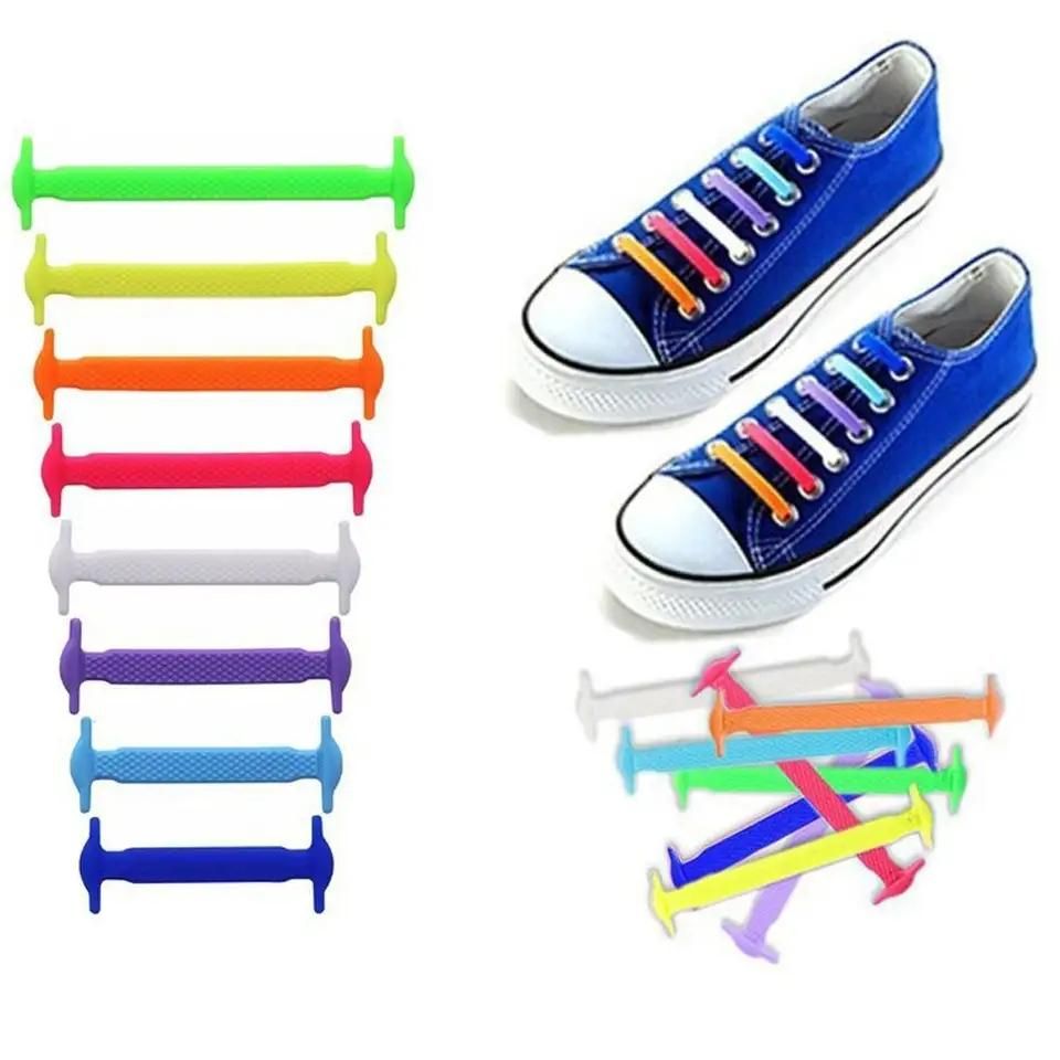 2pcs No-Tie Elastic Shoelaces in Black Silicone, one size