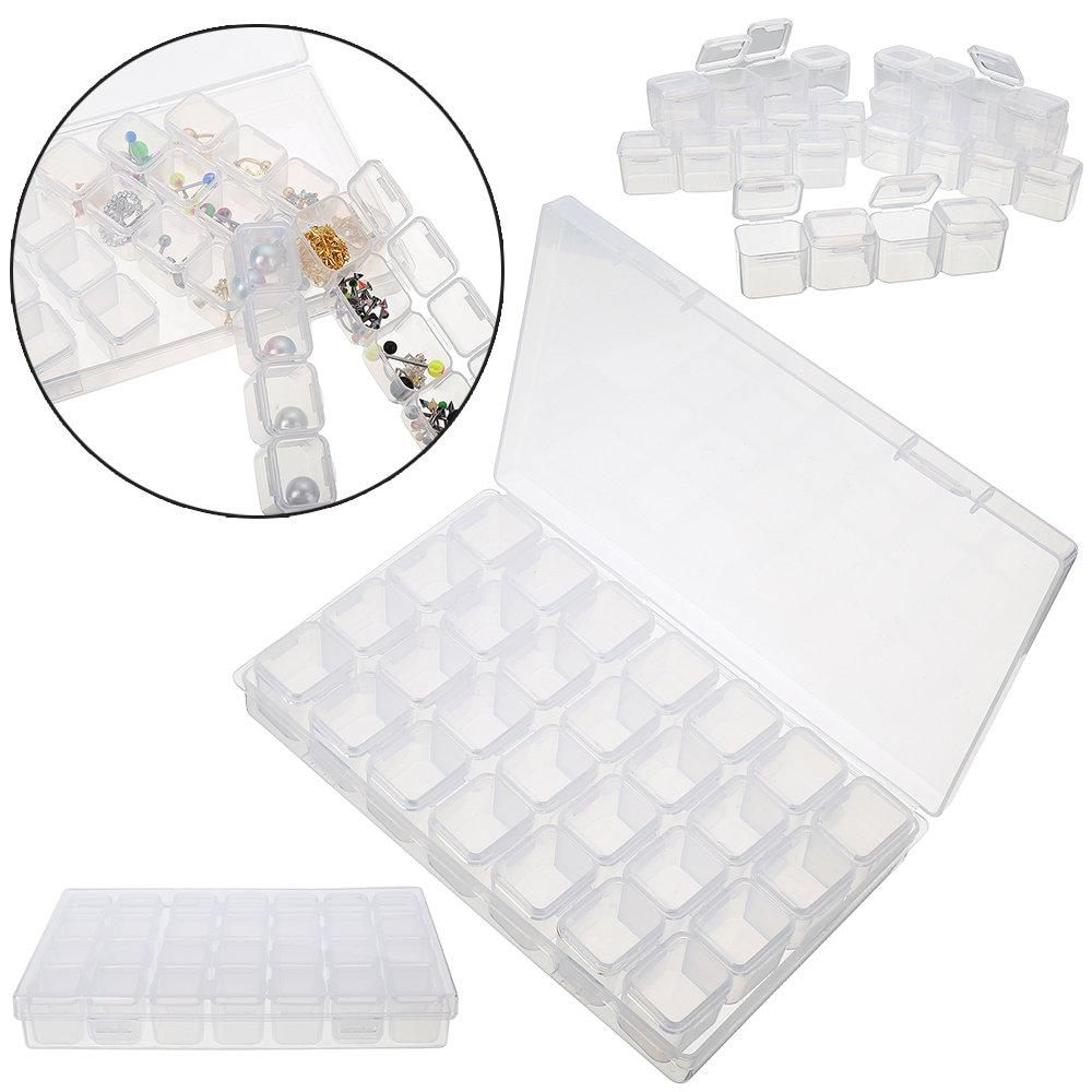 28-Slots Clear Diamond Painting Storage Box, Compatible with DIY Craft Organizers