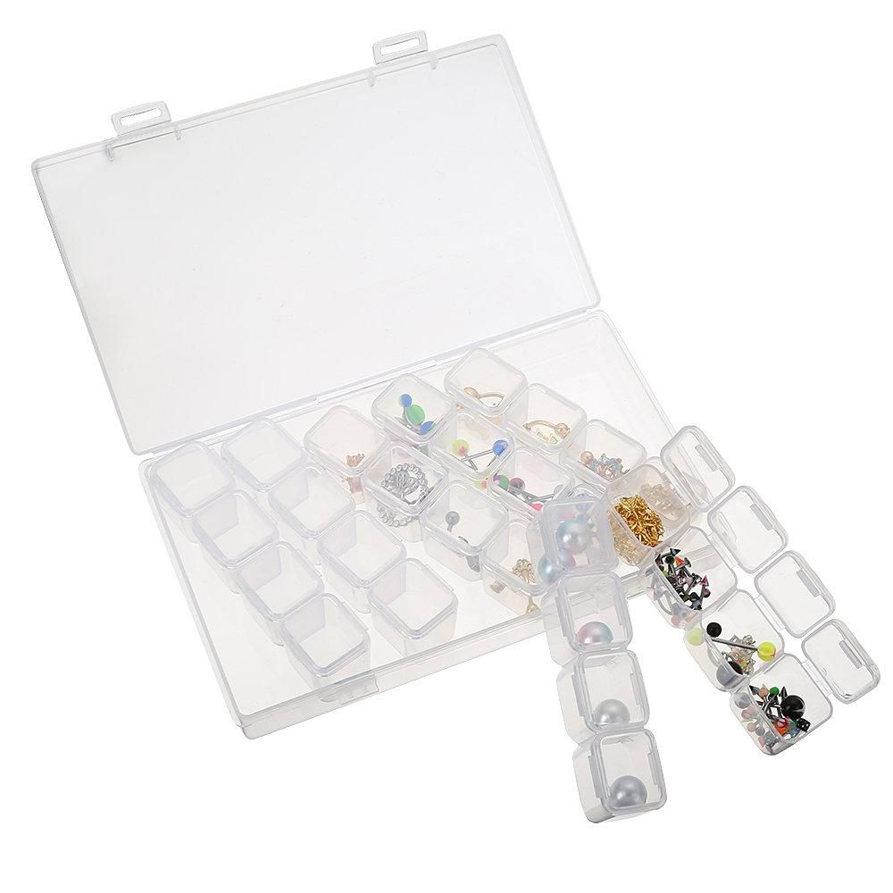 28-Slots Clear Diamond Painting Storage Box, Compatible with DIY Craft Organizers
