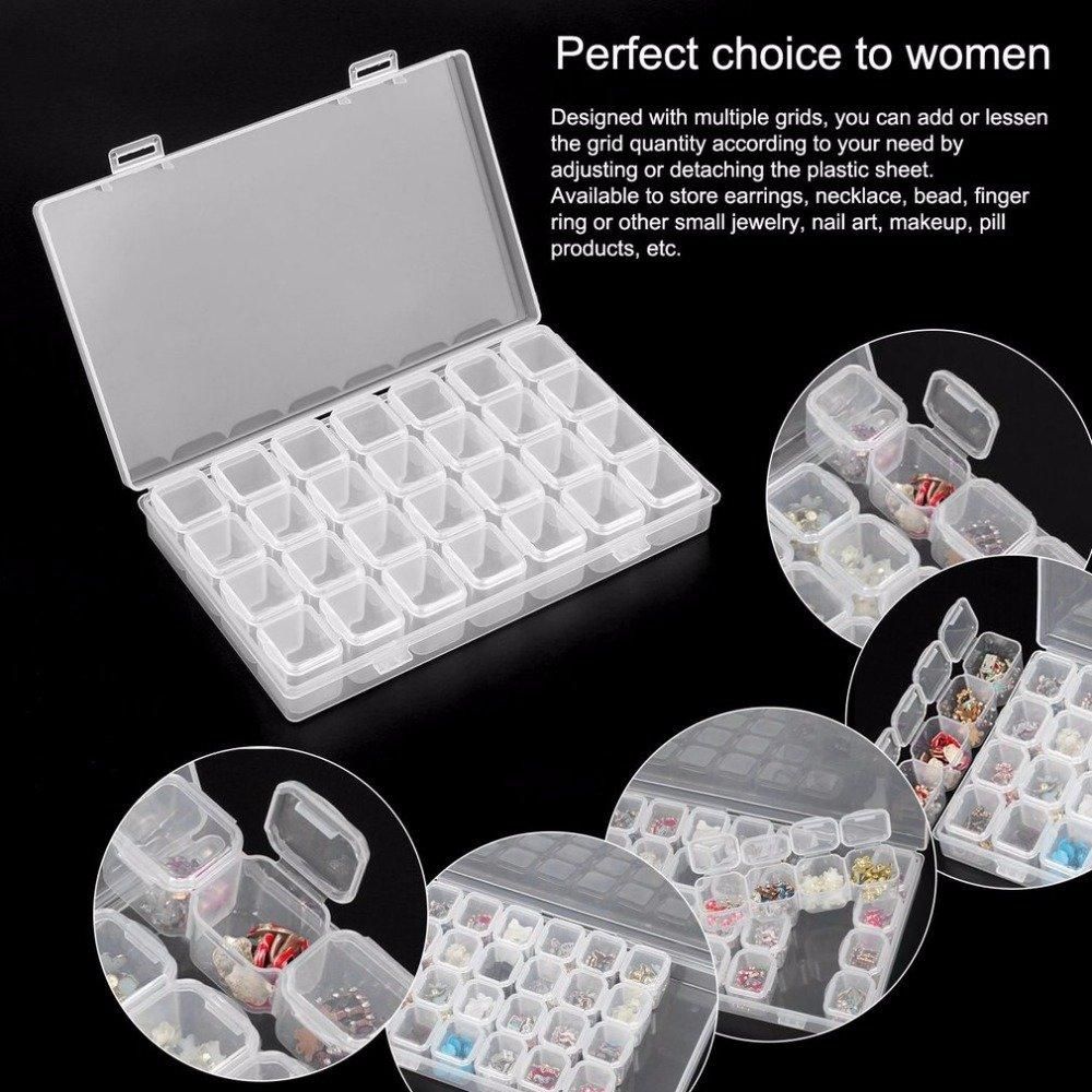 28-Slots Clear Diamond Painting Storage Box, Compatible with DIY Craft Organizers