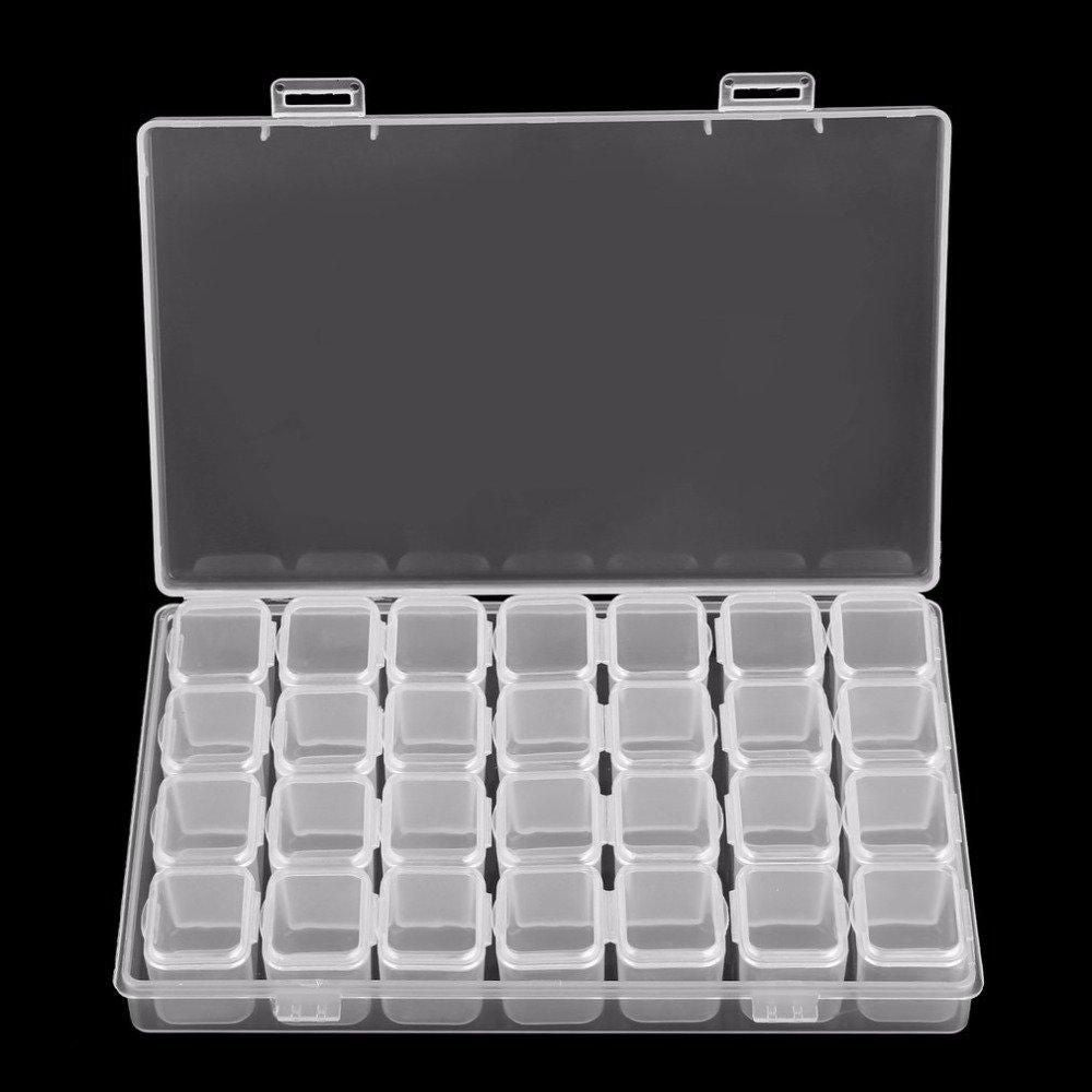 28-Slots Clear Diamond Painting Storage Box, Compatible with DIY Craft Organizers