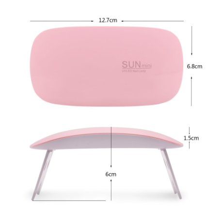 Mini UV LED Nail Lamp 12W for Gel Polish Hybrid Gel, Pink