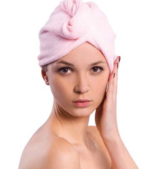 Microfiber hair towel turban, White