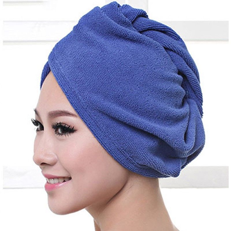 Microfiber hair towel turban dark blue
