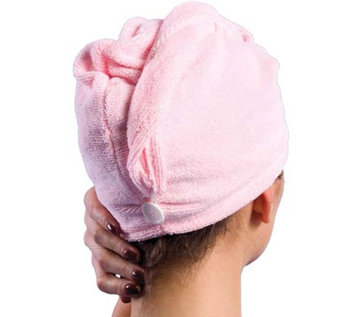 Microfiber hair turban towel, light blue