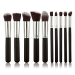 10pcs Professional Makeup Brushes Set, Silver Black