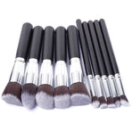 10pcs Professional Makeup Brushes Set, Silver Black
