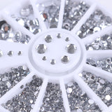 Rhinestone 4 sizes, Silver Clear - Front View