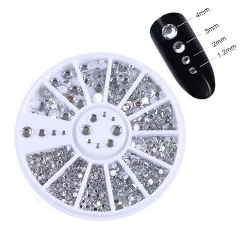 Rhinestone 4 sizes, Silver Clear