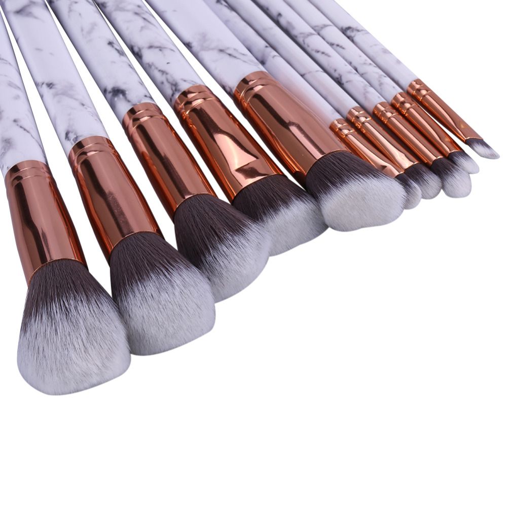 10pcs Professional Makeup Brushes Set in Marble White